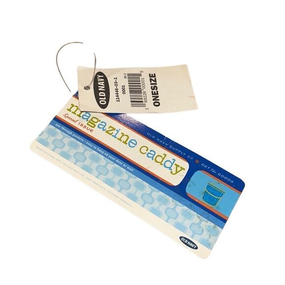 *NEW* Old Navy Cream Blue Geometric Print Hanging Organizer - Picture 4 of 8